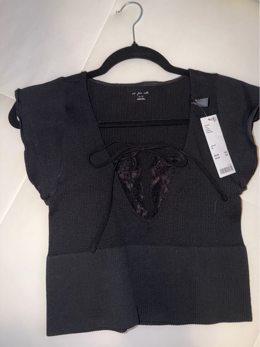 Urban Outfitters Black Lace-Up Knit Crop Top